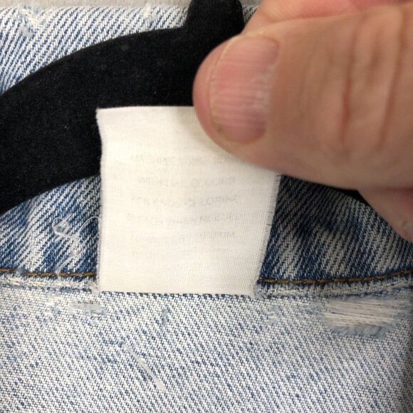 Vintage Old Navy Jean Jacket Womens Large Sunwashed Distressed Y2K 90s Western - Picture 7 of 16